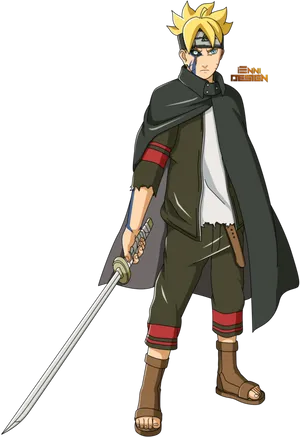 Naruto_ Uzumaki_ Hokage_with_ Sword PNG Image