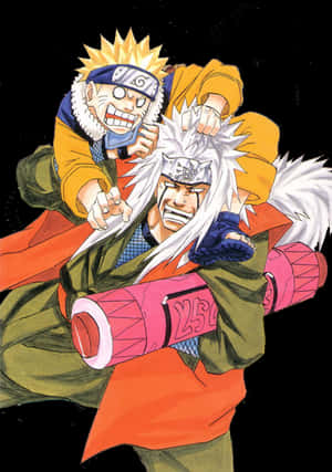 Naruto_and_ Jiraiya_ Anime_ Illustration PNG image with transparent background