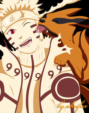Naruto_and_ Kurama_ Friendly_ Moment PNG image with transparent background