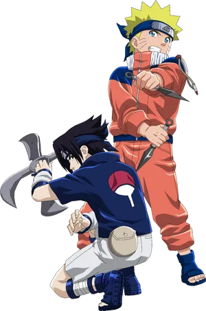 Narutoand Sasuke Readyfor Battle PNG Image