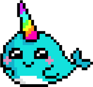 Narwhal - Unicorn Pixel Art PNG image with transparent background