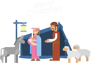 Nativity Scene Christmas Greeting PNG Image