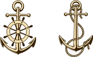 Nautical Anchorsand Wheel Design PNG Image