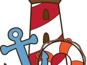 Nautical Lighthouse Anchor Lifebuoy PNG Image