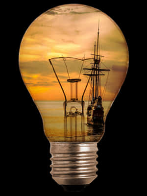 Nautical Sunset Lightbulb Illusion PNG image with transparent background