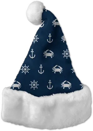 Nautical Theme Santa Hat Transparent Background PNG Image