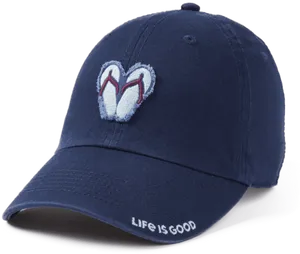 Navy Blue Cap Flip Flop Embroidery PNG Image