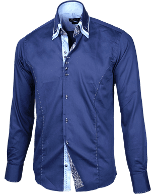 Navy Blue Dress Shirtwith Contrast Collarand Cuffs PNG image with transparent background