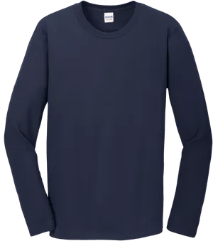 Navy Blue Long Sleeve T Shirt Template PNG Image