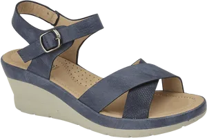 Navy Blue Wedge Sandalfor Women PNG Image