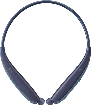 Navy Blue Wireless Neckband Headphones PNG Image