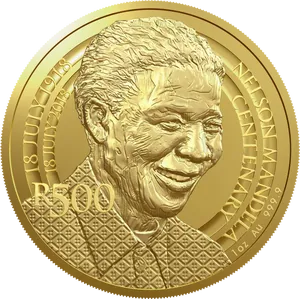 Nelson Mandela Centenary Commemorative Coin PNG Image