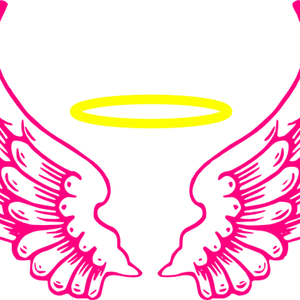 Neon Angel Haloand Wings PNG Image