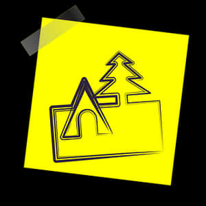 Neon Camping Icon Sticky Note PNG image with transparent background