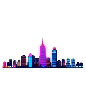 Neon City Skyline PNG anv68 PNG