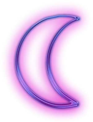 Neon Crescent Moon Illustration PNG Image