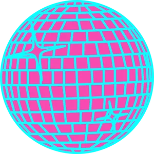 Neon Disco Ball Illustration PNG Image