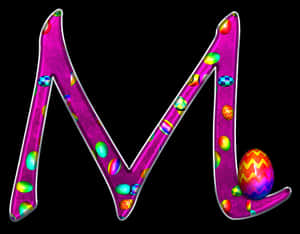 Neon Easter Egg Alphabet M N PNG with transparent background