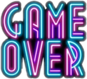 Neon Game Over Text PNG Image