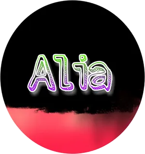 Neon Glow Alia Text PNG Image