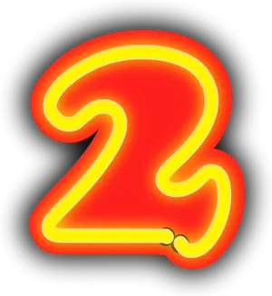 Neon Glow Number Two PNG Image