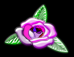 Neon Glow Purple Rose Art PNG image with transparent background