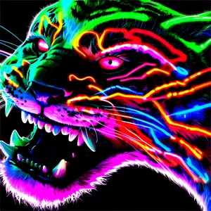 Neon Glow Tiger Face Png Bts30 PNG Image