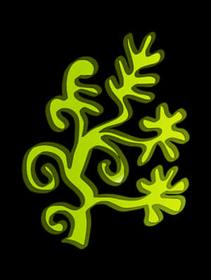 Neon Green Abstract Plant Art PNG image with transparent background