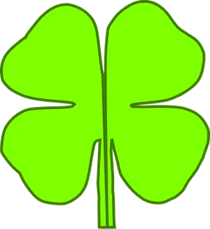 Neon Green Four Leaf Clover PNG Image