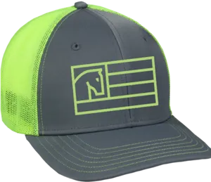 Neon Green Horse Logo Cap PNG Image