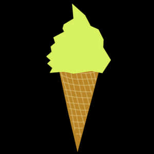 Neon Green Ice Cream Cone PNG image with transparent background