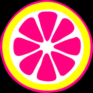 Neon Lemon Slice Graphic PNG image with transparent background