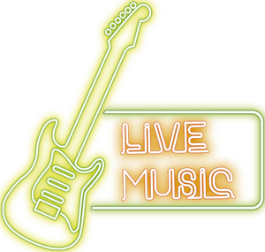 Neon Live Music Sign PNG image with transparent background
