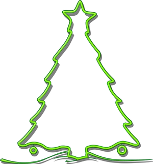 Neon Outline Christmas Tree PNG Image