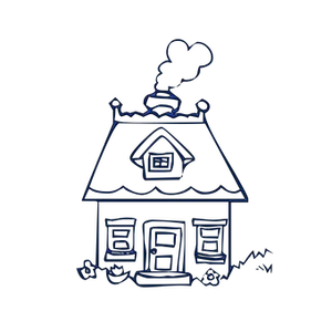 Neon Outline Cosy House PNG Image