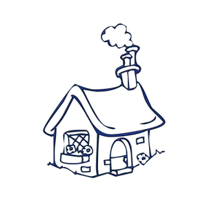 Neon Outline Cottage Illustration PNG Image