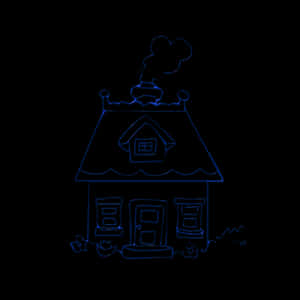 Neon Outline Cottage Illustration PNG with transparent background