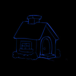 Neon Outline Cottage Illustration PNG image with transparent background