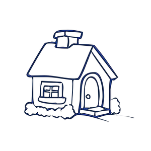 Neon Outline Simple House PNG Image