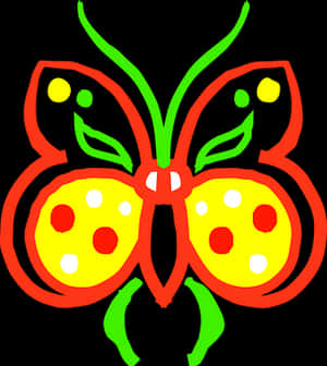 Neon Outlined Butterfly Illustration PNG image with transparent background