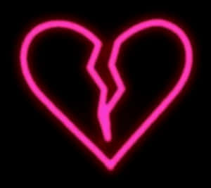 Neon Pink Broken Heart PNG image with transparent background