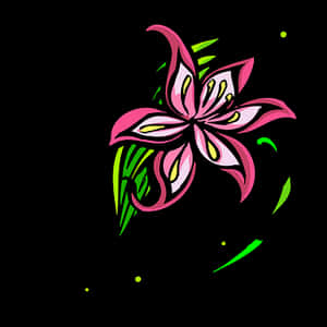 Neon Pink Lily Vector Art PNG image with transparent background
