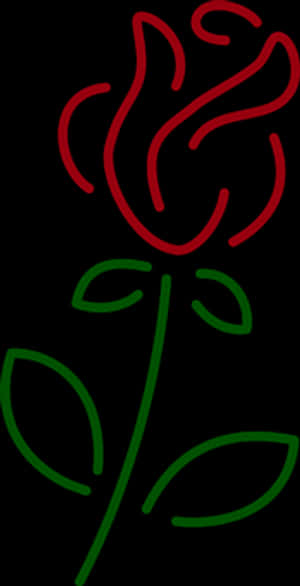 Neon Rose Outline Art PNG image with transparent background