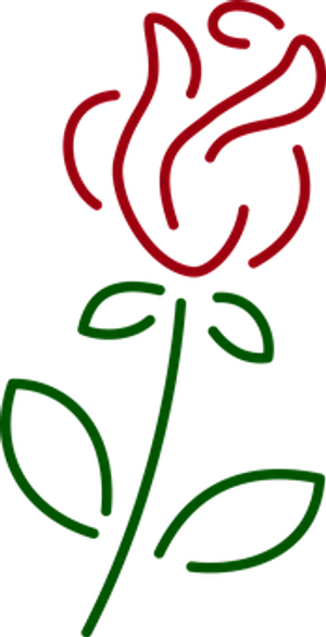 Neon Rose Outline Art PNG Image