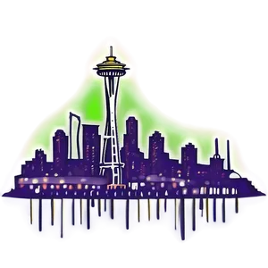 Neon Seattle Skyline Artwork Png 06252024 PNG Image