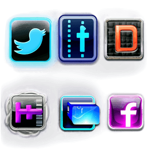 Neon Social Media Icons PNG 06112024 PNG image with transparent background