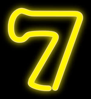 Neon Yellow Number Seven PNG with transparent background
