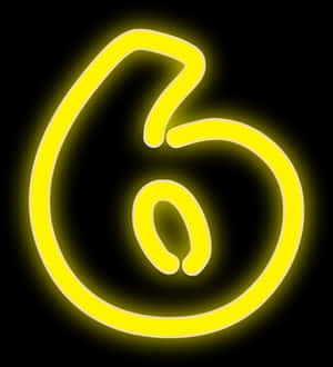 Neon Yellow Number Six PNG with transparent background