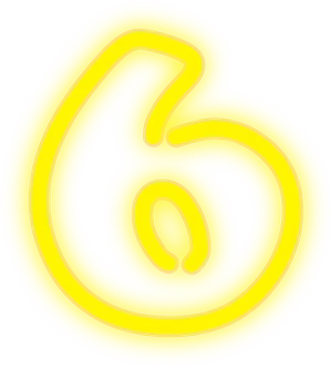 Neon Yellow Number Six PNG Image