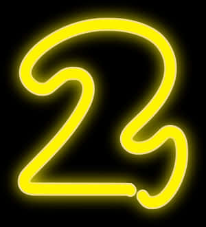 Neon Yellow Number Two PNG with transparent background